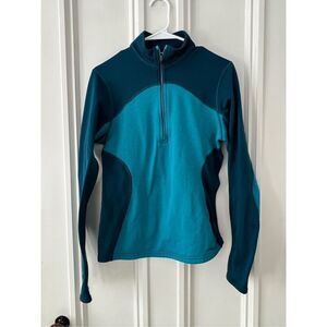 Patagonia teal and turquoise 1/4 zip fleece top S